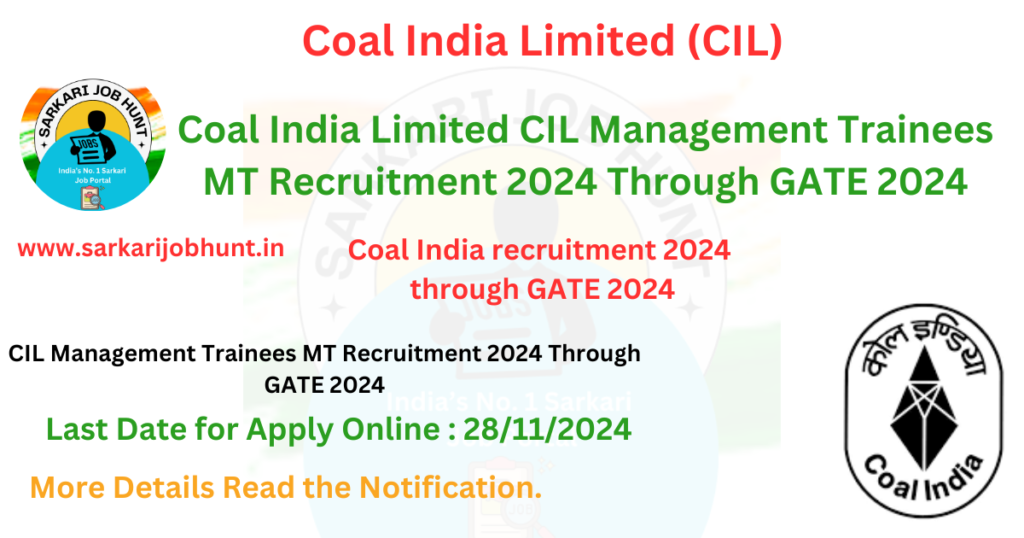 Coal India recruitment 2024 through GATE 2024