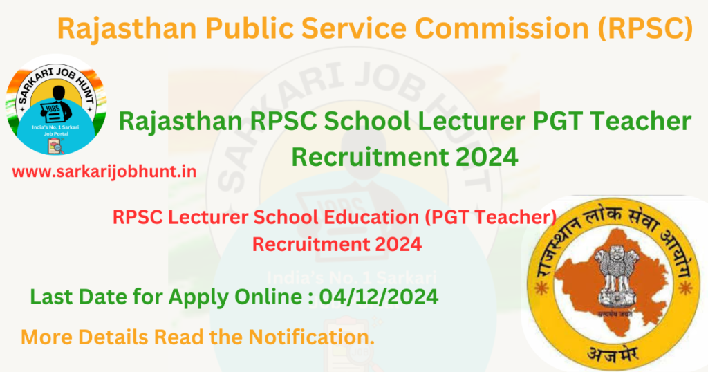 RPSC PGT Teacher Recruitment 2024