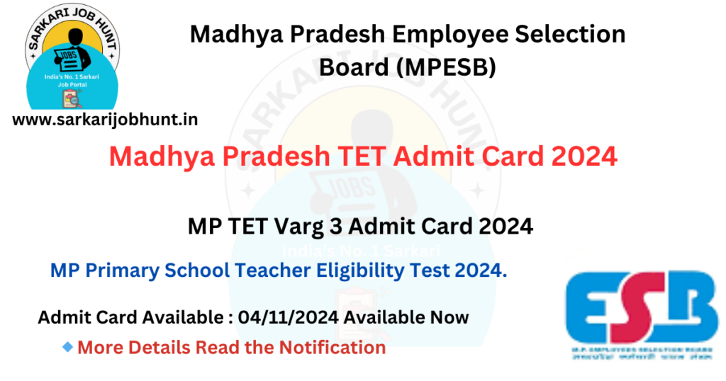 Madhya Pradesh TET Admit Card 2024