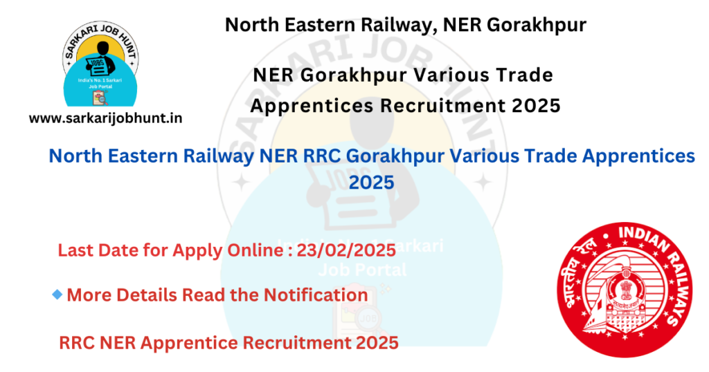 NER RRC Gorakhpur Various Trade Apprentices 2025