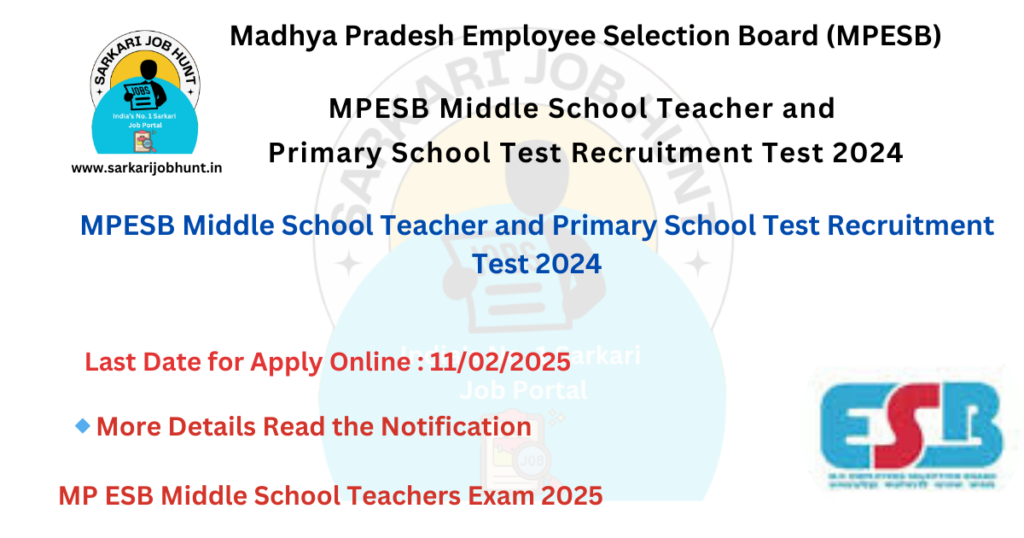 MPESB Middle Primary School Teacher Vacancy 2025