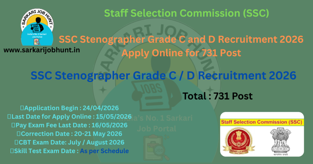 SSC Stenographer Online Form 2026 for 731 Post